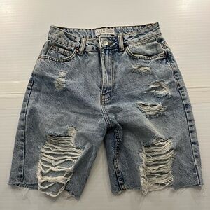 Denim Jorts with rips - NEVER WORN Primark Cares